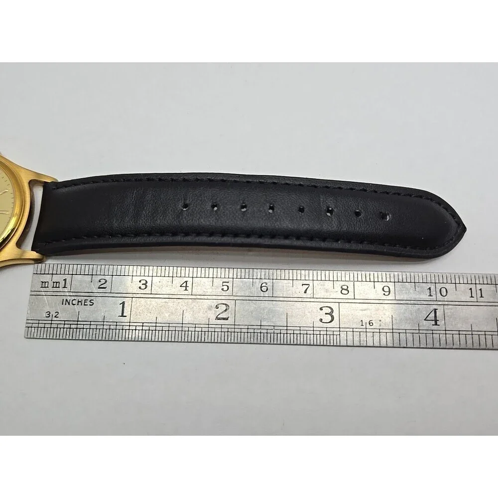 Candino Swiss Made Gold Tone Date Dress Watch Leather Band New Battery Ref 13854